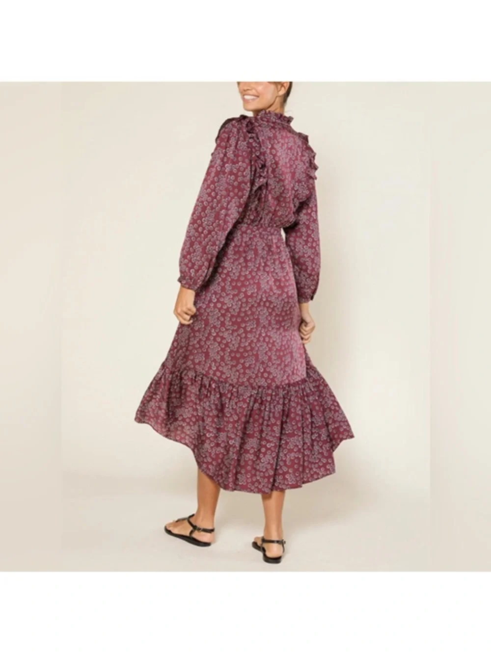 Outerknown Stardust Silk Blend Floral Ruffle Midi Dress - NWT - Size XS - Picture 2 of 7